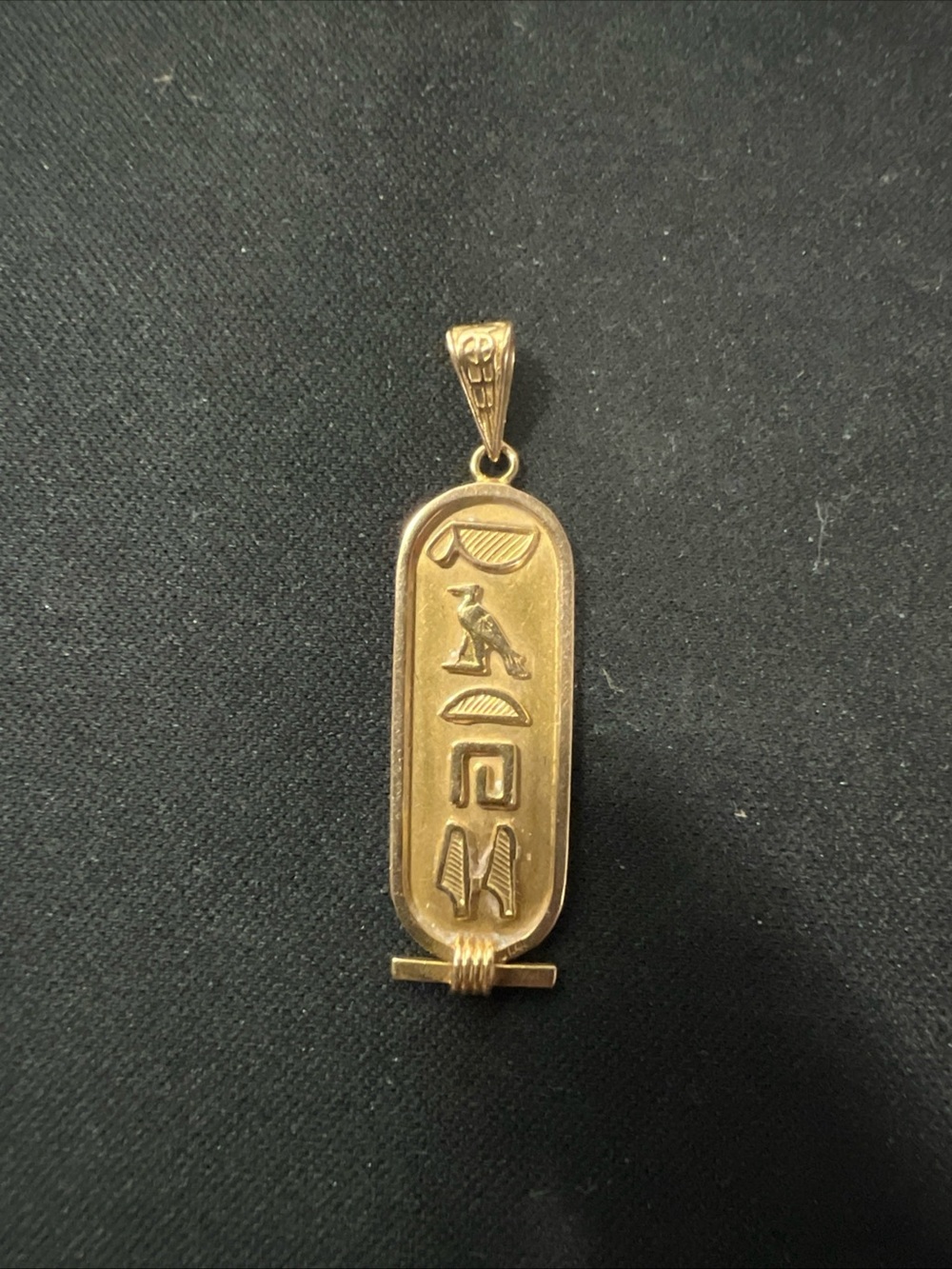 14K Yellow Gold Vintage Egyptian Hieroglyphic Cartouche Pendant/Charm